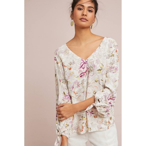 Anthropologie Tops - Anthropologie Pernille Tie Sleeve Blouse XS